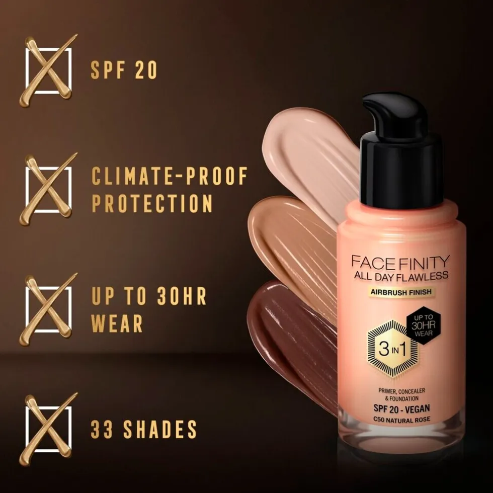 Max Factor Facefinity All Day Flawless C50 Natural Rose Foundation