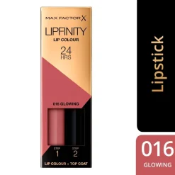 Max Factor Lipfinity Lip Colour 016 Glowing 2-Step Longlasting Lipstick