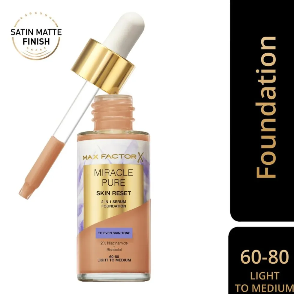 Max Factor Miracle Pure Skin Reset 60-80 Light to Medium 2-in-1 Serum Foundation