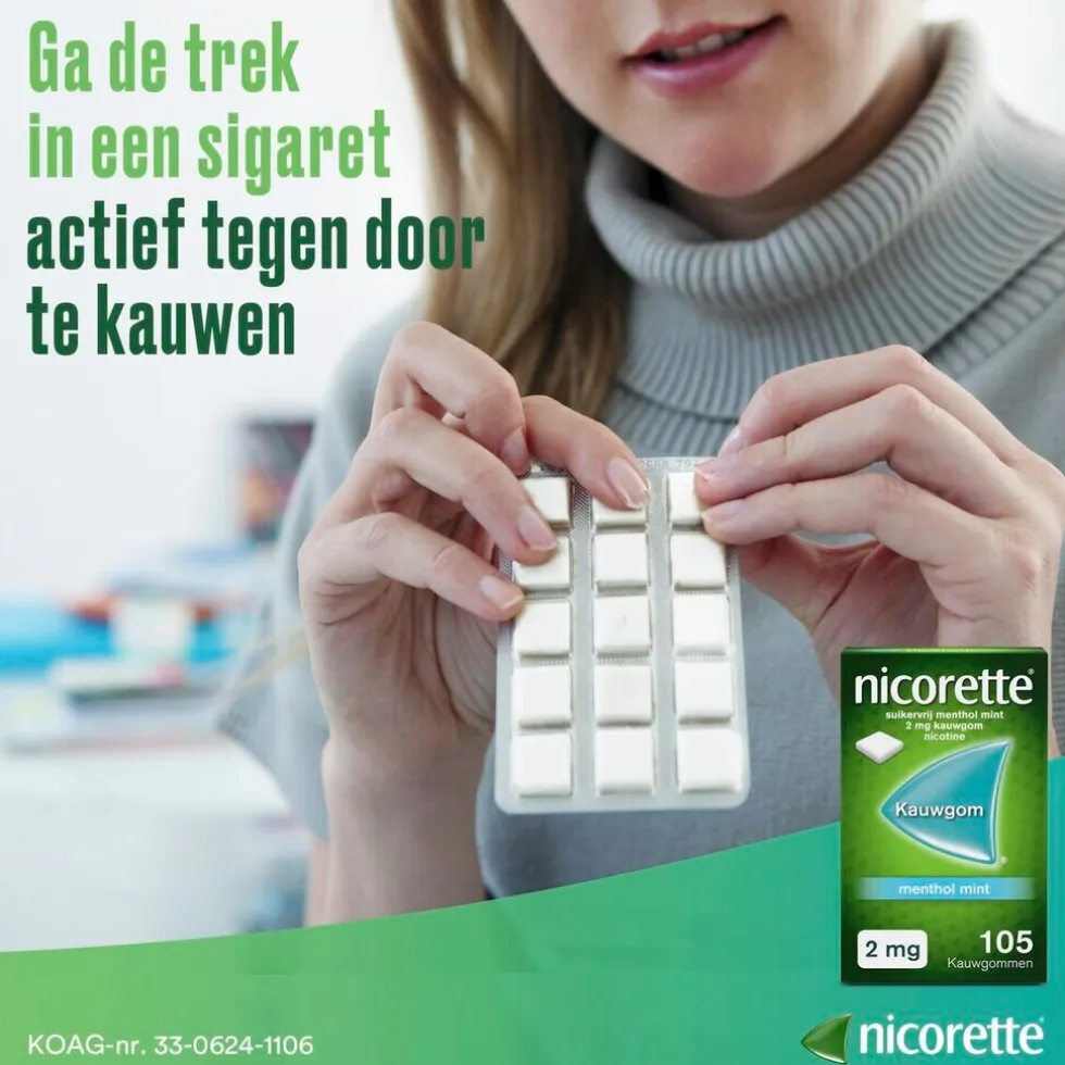 Nicorette Menthol Mint 2mg Suikervrije Kauwgom