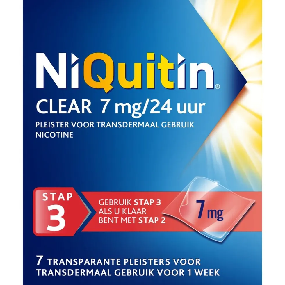 NiQuitin Clear Pleister Stap 3 - 7 mg - Nicotinepleister