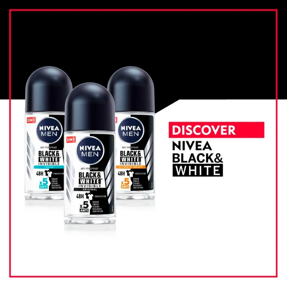 NIVEA Men Black & White Invisible Ultimate Impact Antitranspirant Roller