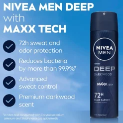 NIVEA Men Deep Black Carbon Dark Wood Antitranspirant Spray