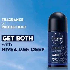 NIVEA Men Deep Black Carbon Dark Wood Antitranspirant Roller
