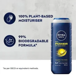 NIVEA Men Power 24H Fresh Effect 3-in-1 Douchegel