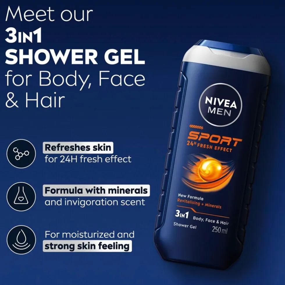 NIVEA Men Sport 24H Fresh Effect 3-in-1 Douchegel