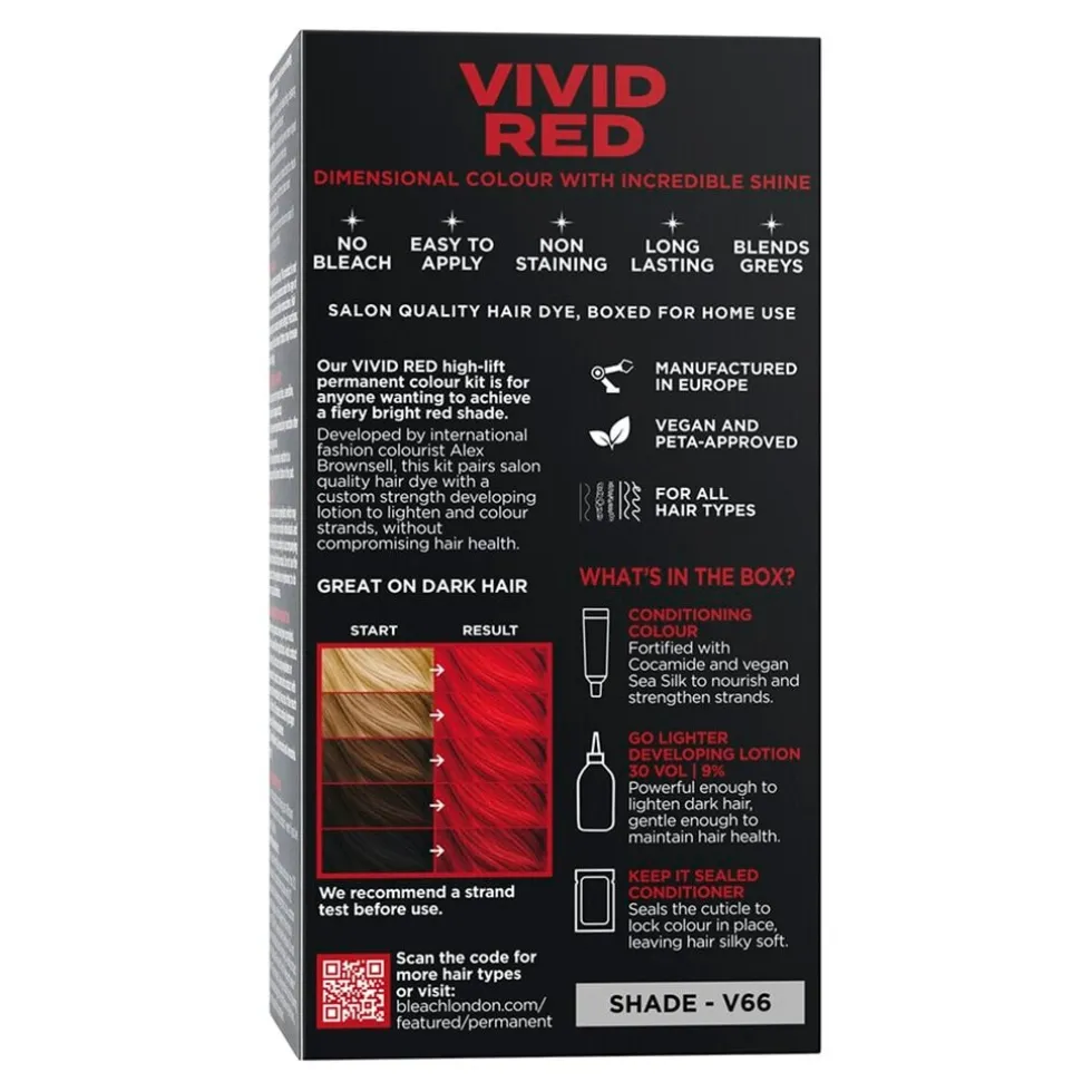 No Bleach London Vivid Red Permanent Vegan Dye Kit