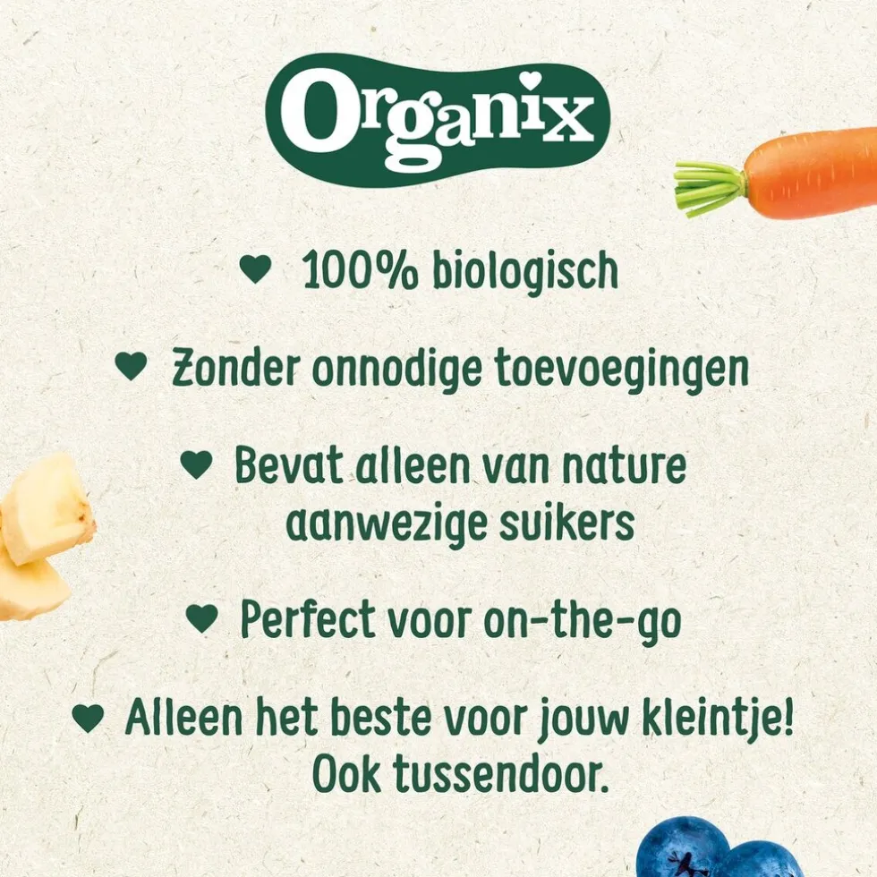 Organix 12+M Appel, Aardbei & Quinoa Knijpfruit