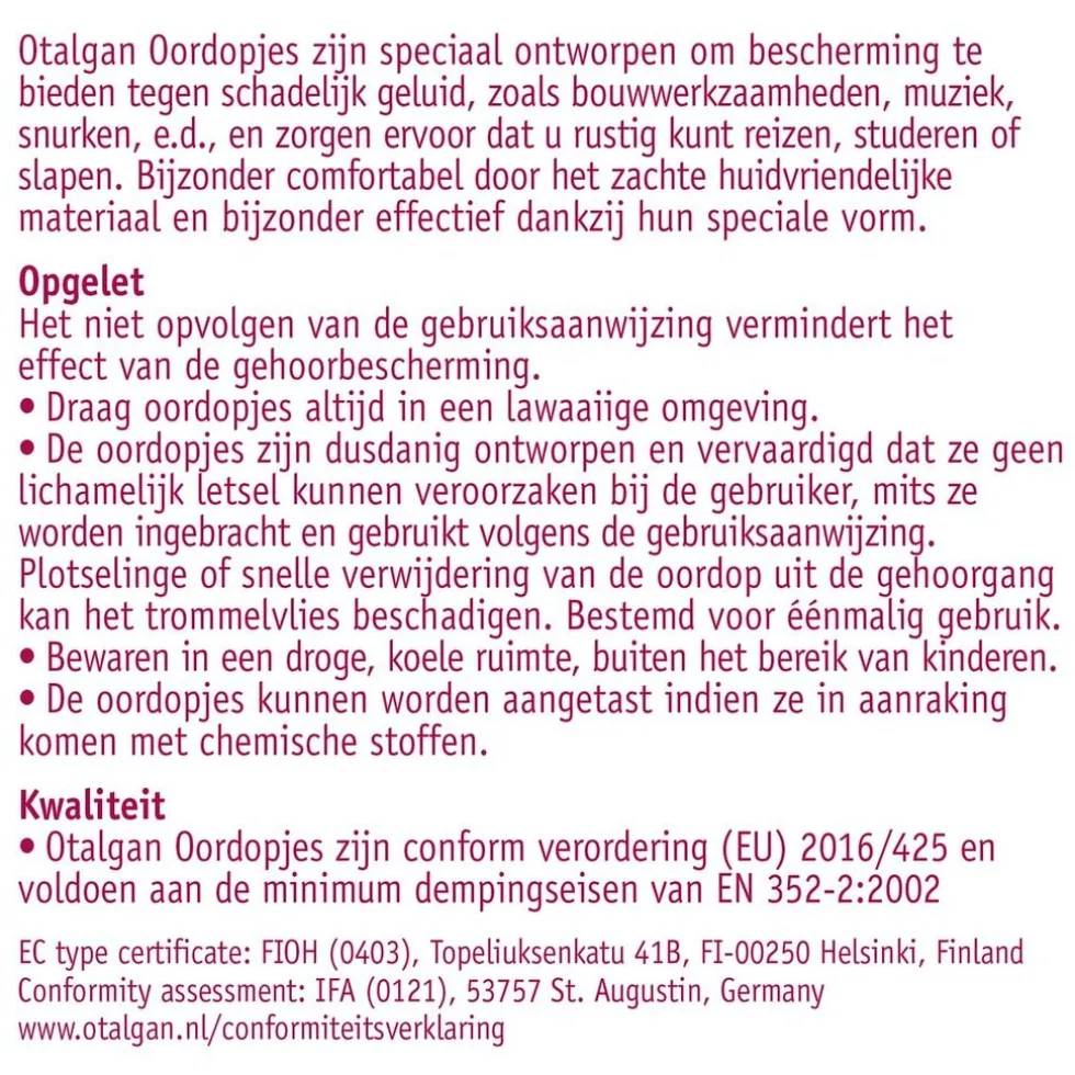 Otalgan Comfort Oordopjes
