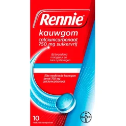 Rennie Calciumcarbonaat 750mg Suikervrije Kauwgom