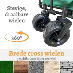 Rijoka Bolderkar Opvouwbaar Telescopische Stang en Crosswielen