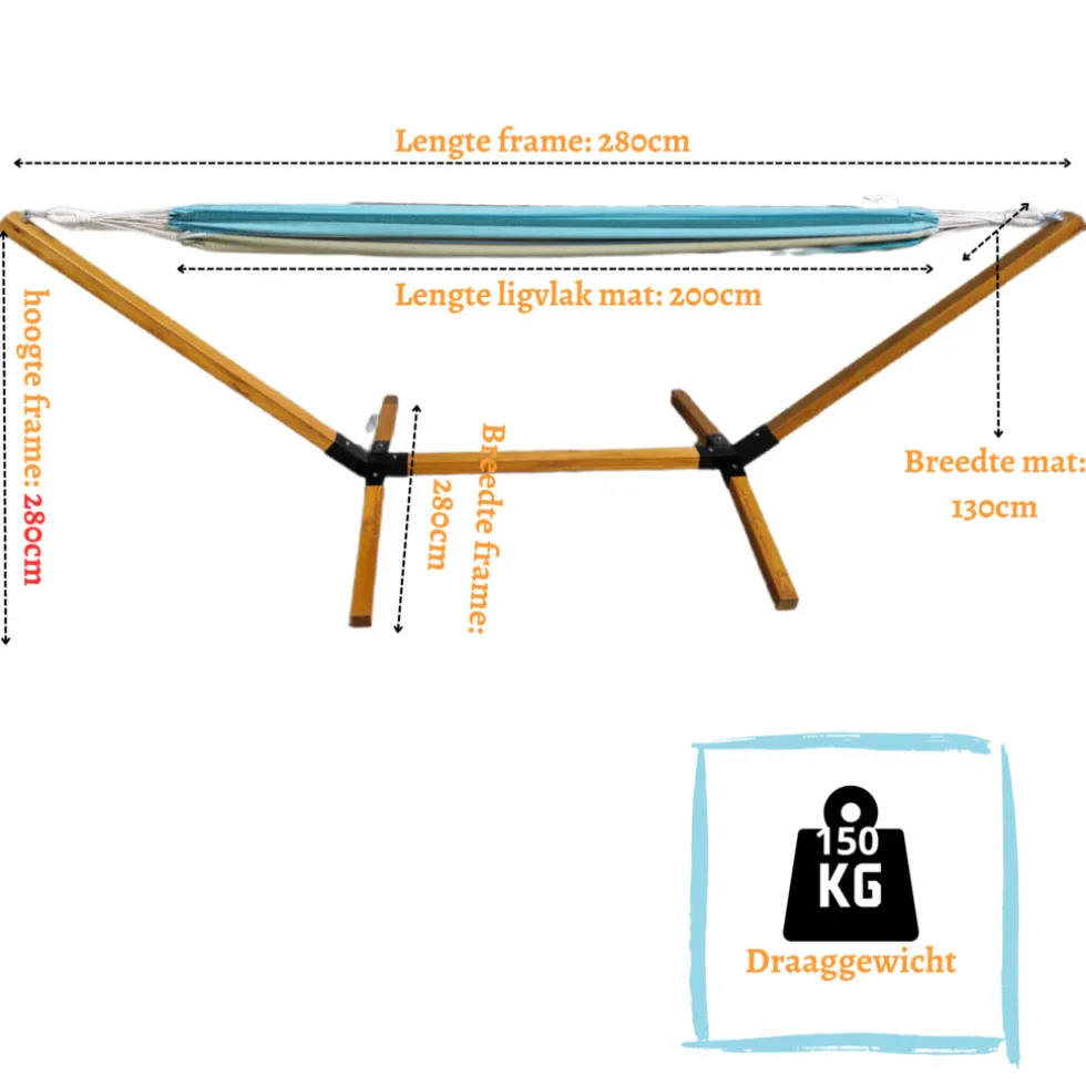 Rijoka Hangmat Houten Standaard Hangmat Stripes