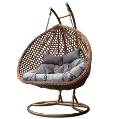 Rijoka Hangstoel Dubbel Eggy Rope Schommelstoel Luxe Rattan 2persoons