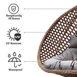 Rijoka Hangstoel Dubbel Eggy Rope Schommelstoel Luxe Rattan 2persoons