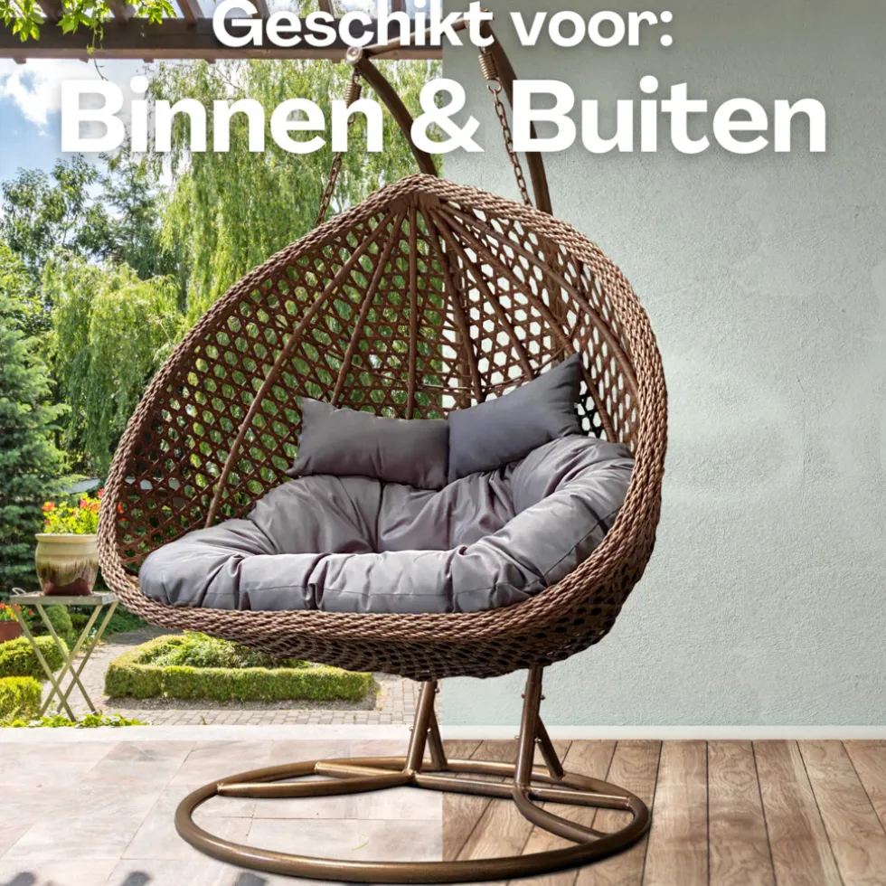 Rijoka Hangstoel Dubbel Eggy Rope Schommelstoel Luxe Rattan 2persoons