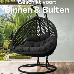 Rijoka Hangstoel Dubbel Eggy Rope Schommelstoel Luxe Rattan 2persoons