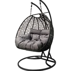 Rijoka Hangstoel Dubbel Eggy Twisted Schommelstoel Rattan 2persoons