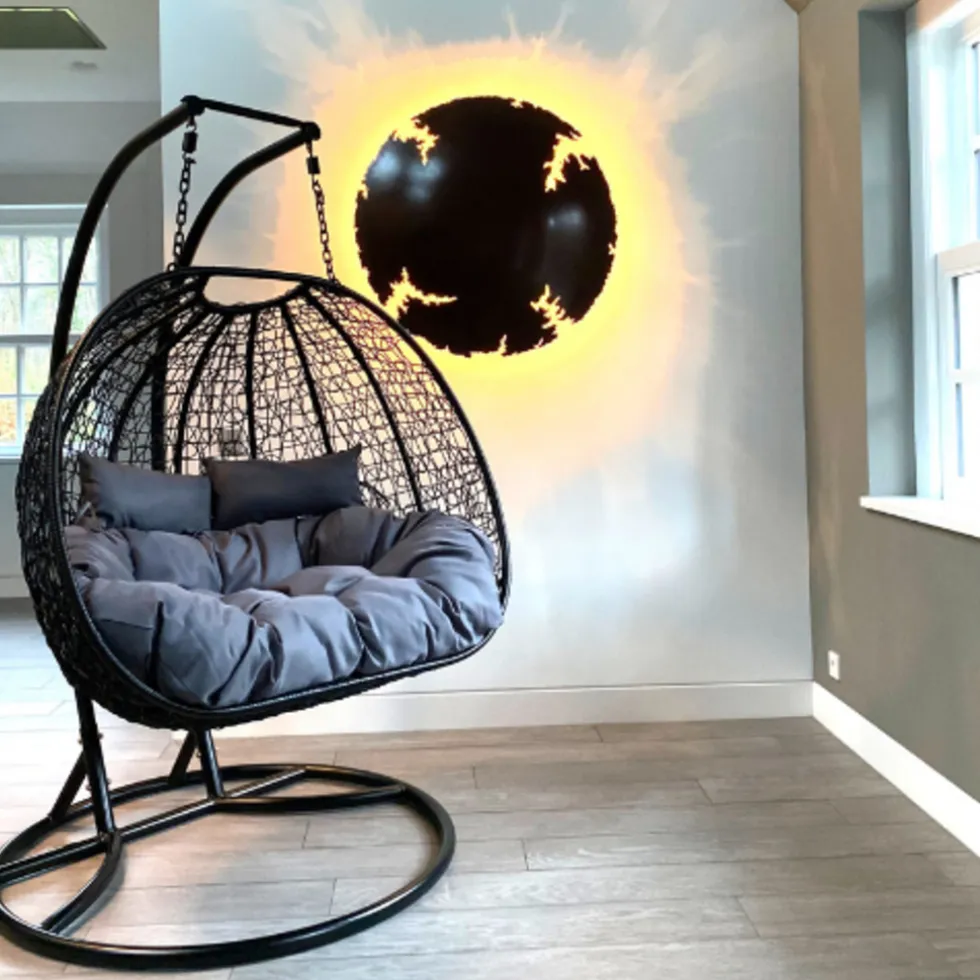 Rijoka Hangstoel Dubbel Eggy Twisted Schommelstoel Rattan 2persoons