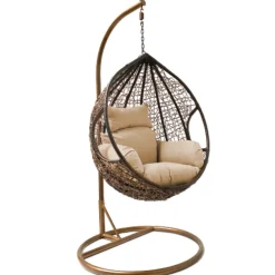 Rijoka Hangstoel Eggy Twisted Schommelstoel Rattan Lounge Tuinstoel