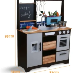 Rijoka Houten Speelkeuken Kinderkeuken met Krijtbord en Kookgereedschap