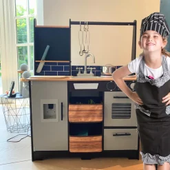 Rijoka Houten Speelkeuken Kinderkeuken met Krijtbord en Kookgereedschap