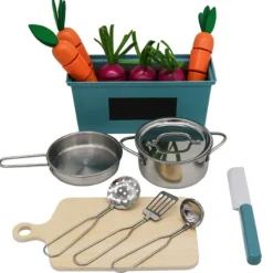 Rijoka Houten Speelkeuken Kinderkeuken met Krijtbord en Kookgereedschap