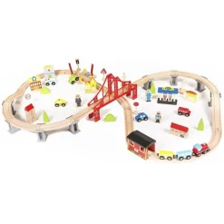 Rijoka Houten Speeltrein Trainrails Trein Set 70pcs