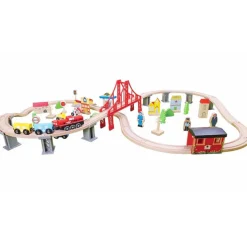 Rijoka Houten Speeltrein Trainrails Trein Set 70pcs