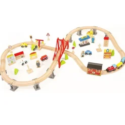Rijoka Houten Speeltrein Trainrails Trein Set 70pcs