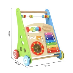 Rijoka Loopwagen Hout voor Baby Educatieve Looptrainer Anti Slip Wieltjes Babywalker