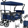 Rijoka Luxe Opvouwbare Bolderkar Bolderwagen met Dakje en Draagtas