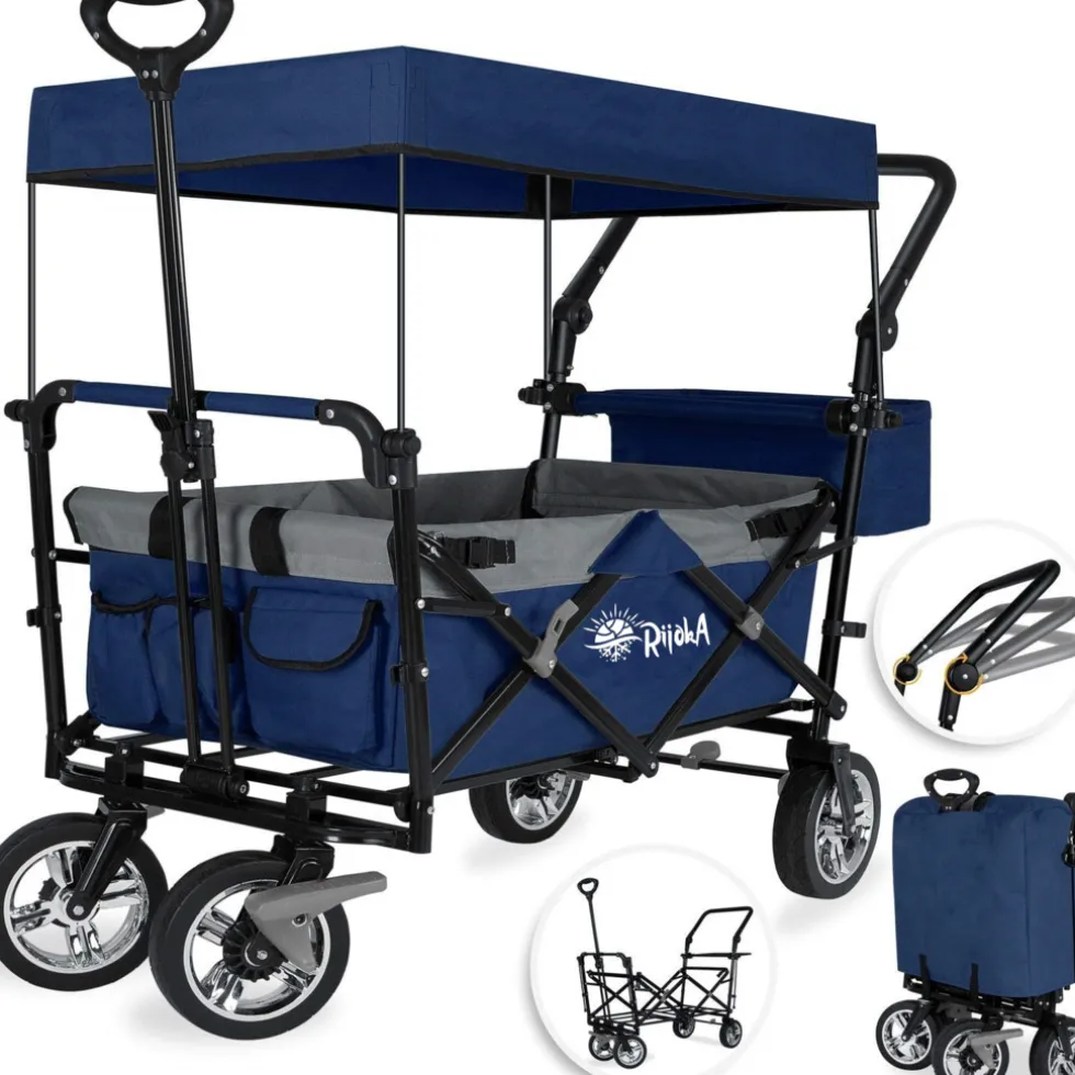 Rijoka Luxe Opvouwbare Bolderkar Bolderwagen met Dakje en Draagtas
