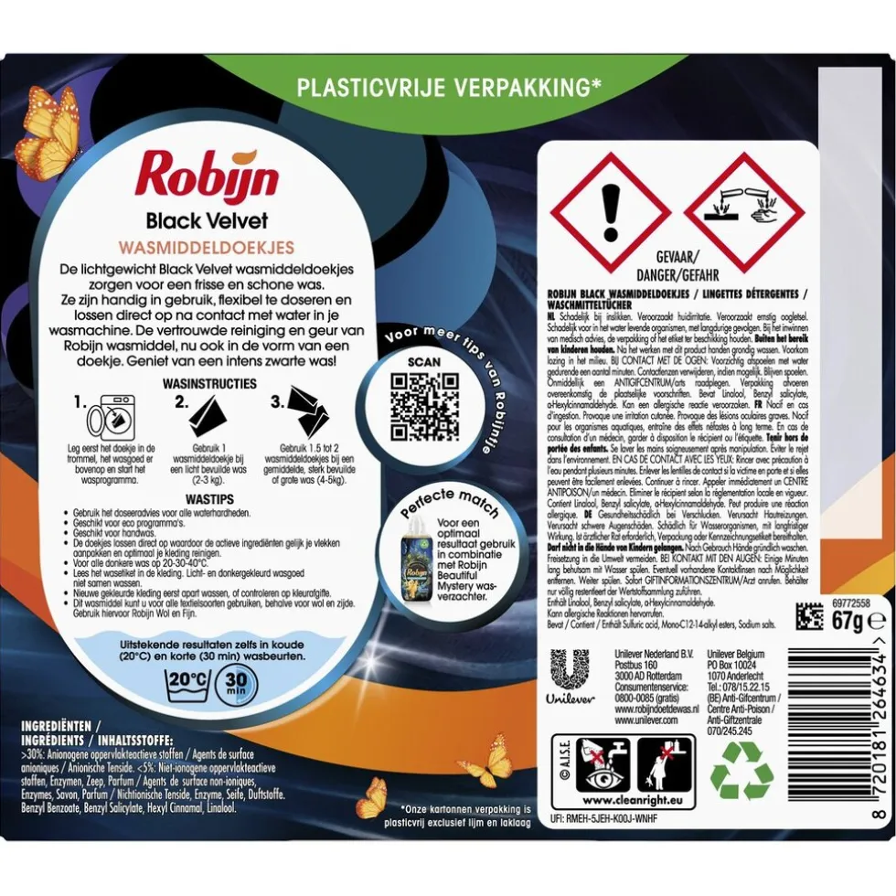 Robijn Classics Black Velvet Wasmiddeldoekjes