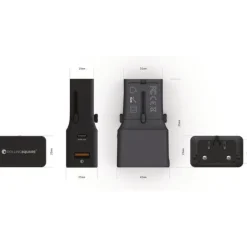 Rolling Square Pocket Travel Adapter Wereldstekker - Zwart