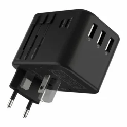 Rolling Square Travel Adapter Quick Charge Universele Wereldstekker Zwart