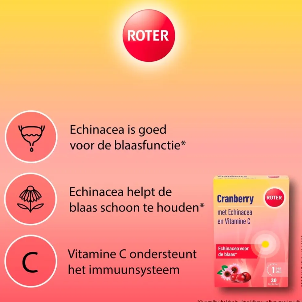 Roter Cranberry Vitamine C en Echinacea Tabletten