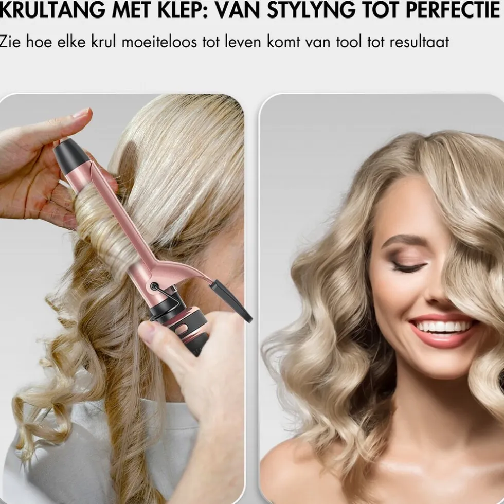 Sansbeauté® 6 in 1 Krultang met Klem - 13mm tot 38mm - Thermal Brush