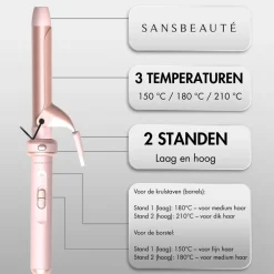 Sansbeauté® 6 in 1 Krultang met Klem - 13mm tot 38mm - Thermal Brush