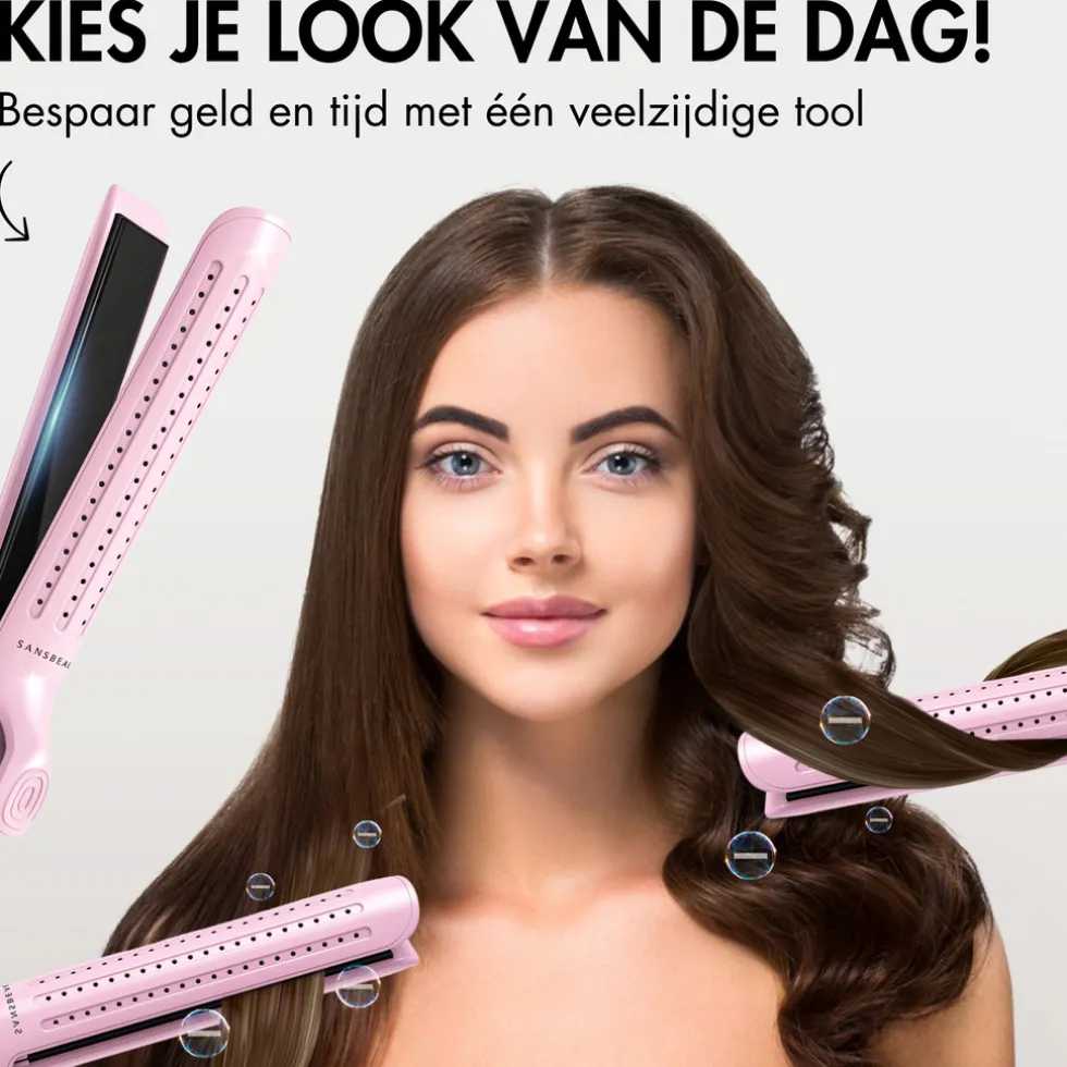 Sansbeauté 2 In 1 Stijltang Airflow - Krullen en Steil haar - Krultang - Stijltangen