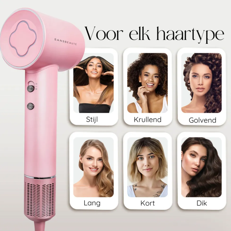Sansbeauté Föhn Met Diffuser - Ionische Haardroger - Reisföhn - Haarföhn - Krullen - Hair Dryer - 2000W