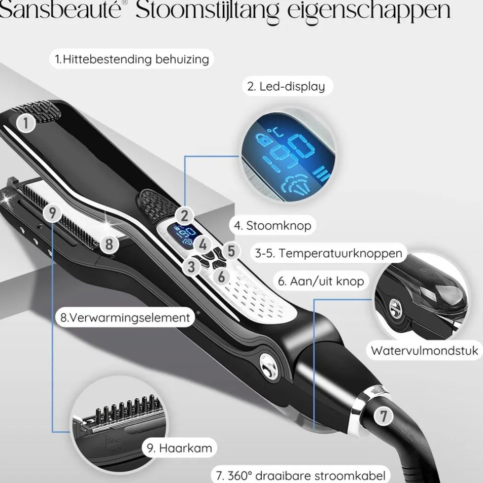 Sansbeauté Professionele Stoomstijltang 4.1