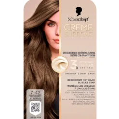 Schwarzkopf Creme Supreme 7-42 Nude Donker Beigeblond Verzorgende Crèmekleuring