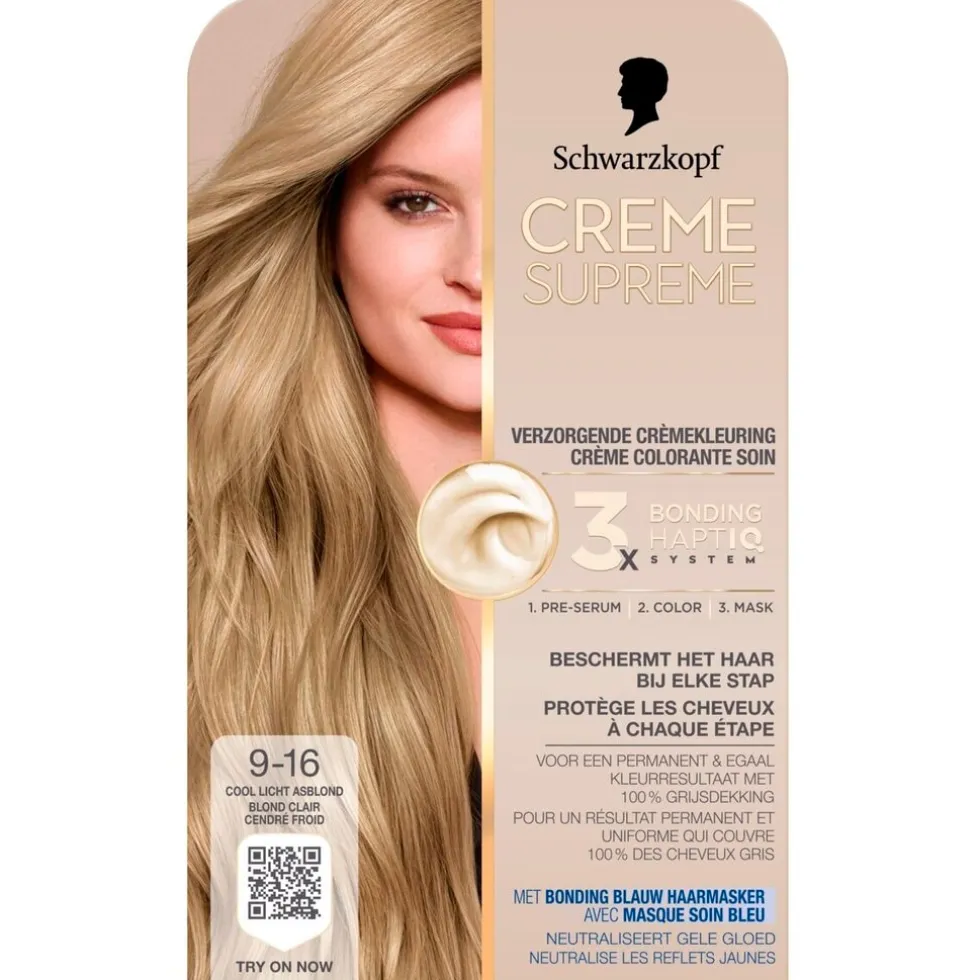 Schwarzkopf Creme Supreme 9-16 Cool Licht Asblond Verzorgende Crèmekleuring