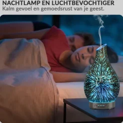 SensaHome Glazen 3D Aroma Diffuser Nachtlamp Luchtbevochtiger met LED Verlichting