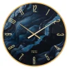 SensaHome Glazen Wandklok Marmerlook Stille Uurklok Modern