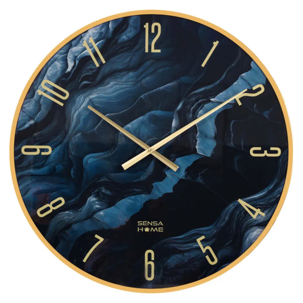SensaHome Glazen Wandklok Marmerlook Stille Uurklok Modern