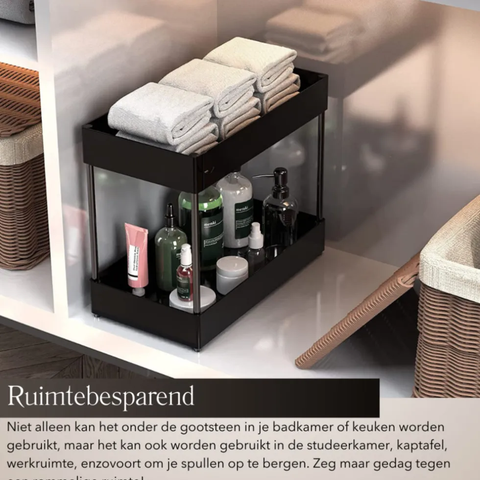 SensaHome Gootsteenkast Organizer 2-Laags Duo Keukenrek Kruidenrek Onderkastrek