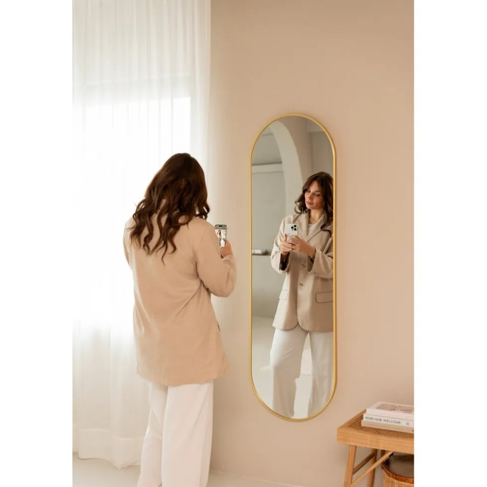 SensaHome Oval Wandspiegel met Metalen Rand Minimalistisch Design