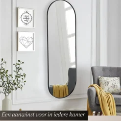 SensaHome Oval Wandspiegel met Metalen Rand Minimalistisch Design