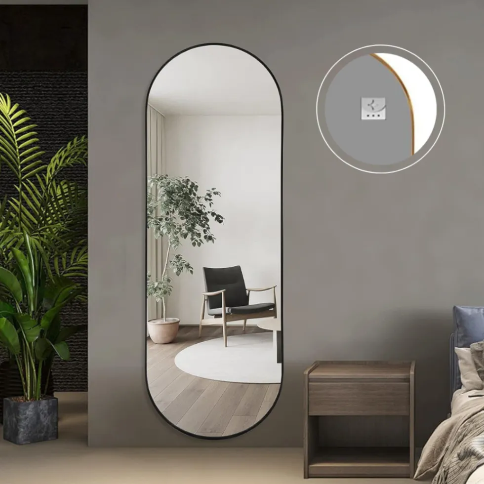 SensaHome Oval Wandspiegel met Metalen Rand Minimalistisch Design